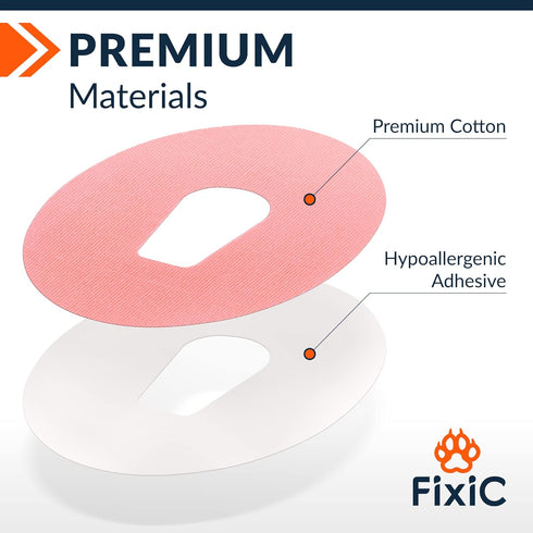 FixiC Adhesive Patches for G6, 25 Pack Premium Waterproof Pre-Cut Back Paper Adhesive Patch for Long Fixation! (Pink)