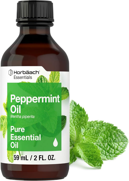 Horbaeach Peppermint Oil, 2 fl oz, Pure Essential Spray for Massage, Bath & Diffusers