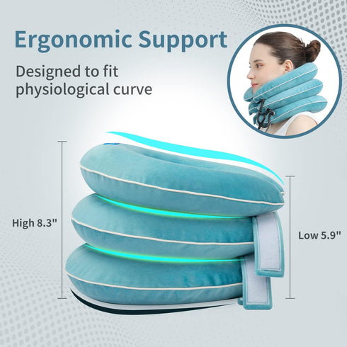 Cervical Neck Traction Device for Neck Pain Relief, Inflatable Neck Stretcher Traction Collar for Neck Decompression,