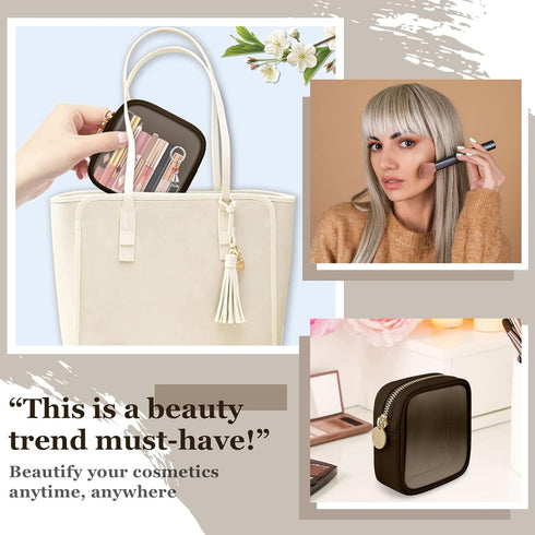 Nylon Mini Clear Makeup Organizer Bag, Small Cute Black Cosmetic Zipper Pouch for Women, Waterproof Travel Storage