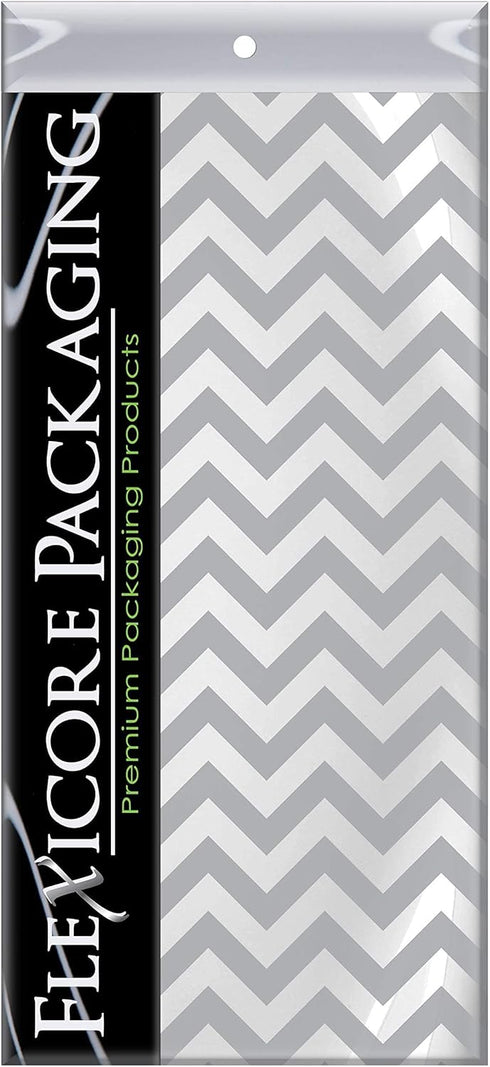 Flexicore Packaging Metallic Silver Zig Zag Chevron Gift Wrap Tissue Paper, 15 Inch X 20 Inch, 10 Sheets, Silver for