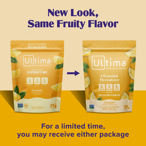 Ultima Replenisher Daily Electrolyte Powder Drink Mix – Sugar Free Lemonade, 20 Stickpacks