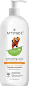 ATTITUDE Dishwashing Liquid, EWG Verified, Vegan, Plant Based, Citrus Zest, 33.8 Fl Oz