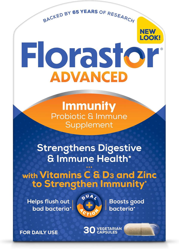 Florastor Select Immunity Boost, Daily Probiotic & Immune Support Supplement for Women and Men, 30 Capsules,