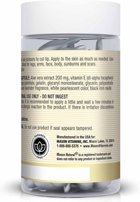 MASON NATURAL Aloe Vera & Vitamin E Body Cream - 60 Snip-Off Caps, Premium Skin Conditioning Formula