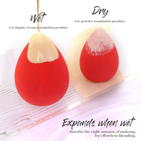 Makeup Sponge Set BEAKEY 5 Pack Micro Porous Low Absorption Soft Latex Free Foundation Beauty Sponges