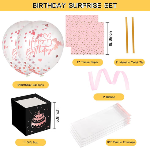 Set, Upgraded Birthday Money Box for Cash Gift Pull, Funny Pull Money Balloon Box Happy Birthday Surprise Birthday