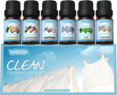 Clean Fragrance Oils Set, Premium Essential Oils for Diffuser, Soap & Candle Making Scents
