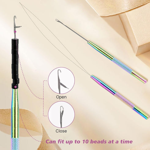 NEWISHTOOL Hair Extension Tool Kit with 300 PCS Silicone Beads, Micro Links Beading Pliers, and Accessories