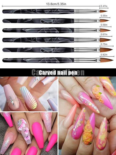 TOROKOM 19Pcs Acrylic Nail Brush Set, Nail Brushes for Nail Art Pen, Gel Nail Polish Brush, Nail Design Brush