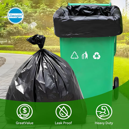 Uieogio 55-60 50 Count, 47x55 Inches (120x140cm) Gallon Heavy Duty Trash Bags - Extra Thick & Leak-Proof Contractor