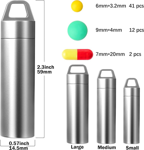 Small Pill Case, Portable Metal Pill Container Pill Holder Keychain Waterproof Pill Box Bottle Mini Stainless Steel Pill Organizer for Travel Purse Pocket