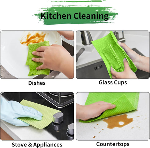 YEEHAW Swedish Dishcloths for Kitchen, 10 Pack, Super Absorbent Reusable Cleaning Cloths for Kitchen and Bathroom