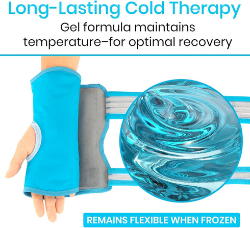 Arctic Flex Wrist Ice Pack Wrap - Hot & Cold Therapy Brace For Hand - Soft Gel For Pain Relief, Rheumatoid Arhtritis, Surgery, Swelling & Sprains - Adjustable Straps For Heating Or Cooling Compression
