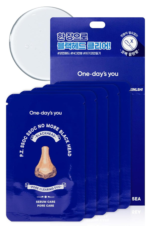 One-day's you P.Z SSOC No More Blackhead Nose Strips | Hypoallergenic Korean Mask for Pore Care | 0.07 oz, 5 EA