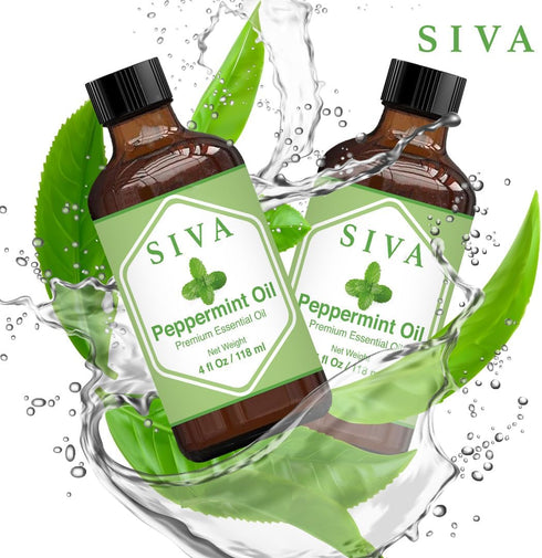 Siva Peppermint Essential Oil - 4 Fl Oz – Natural Peppermint Oil for Diffuser, Skin Care, Aromatherapy, Hair Care