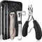 Toenail Clippers for Seniors | Heavy Duty Nail Clippers Kit for Thick Toenails, Long Handle, 6Pcs Black
