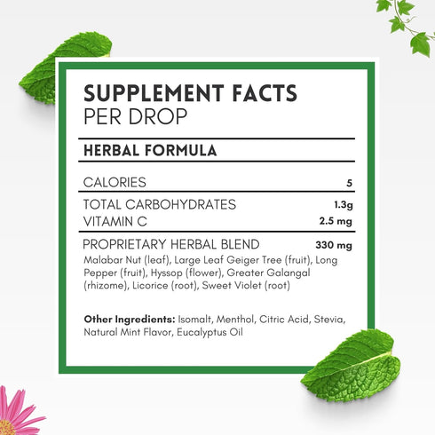HERBION Naturals Cough Drops, Sugar Free with Stevia, Dietary Supplement, Soothes Cough, 18 Count, Mint