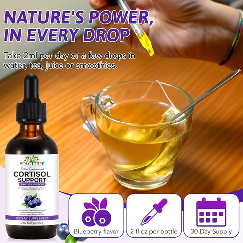NIFEISHI 9-in-1 Flavor-2.02 floz Cortisol Reducer & Manager Liquid Drops for Women & Men | Cortisol Supplements