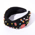 Teacher Headband Accessories, Colorful Rhinestone Crystal Jeweled Black Wide Top Knot FRI-YAY TEACHER Charm