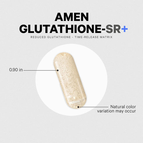 Amen Glutathione-SR+ Advanced Sustained-Release Supplement, 2-Month Supply, Reduced L-Glutathione, 60 Capsules
