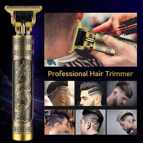 Professional Cordless Hair Trimmer, T-Blade Clippers for Men, Rechargeable Beard Trimmer with Guide Combs