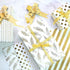 Gift Wrapping Supplies, 8 Sheets White Gold Gift Wrapping Paper, 10 Pull Bows, 24 Yard Glitter Ribbon, 12 Thank You