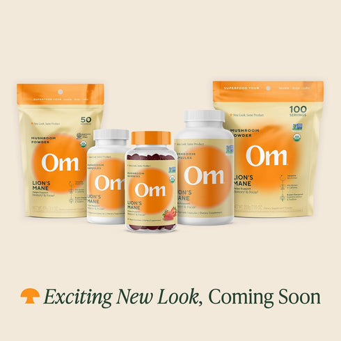 OM MUSHROOM SUPERFOOD Lion's Mane Organic Mushroom Powder, 3.5 oz, 50 Servings, Improves Memory & Focus