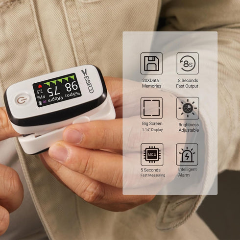 mekaaoo 20 Oxygen Monitor Fingertip, Pulse Oximeter OLED-TFT Display with Memories