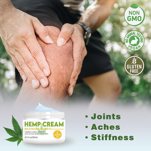 Maximum Strength Pain Relief Cream 8.5 oz - Arnica, MSM, Turmeric, Emu Oil, Menthol, Aloe for Muscle & Joint Discomfort