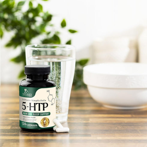 5 HTP Supplement Vegetarian Capsules, 200mg 5HTP Plus Calcium for Brain Support, 120 Capsules