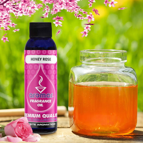 AROMAR Premium Fragrance Oil, Honey Rose 4oz. Bottle. Long Lasting Aromatic Scent, Fresh and Revitalizing Aromatherapy for Living Room, Bedroom, and Kitchen