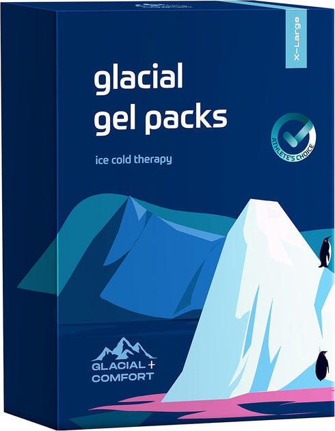Glacial Comfort Gel Ice Pack for Injuries, Reusable Cold Pads for Back Pain and Recovery
