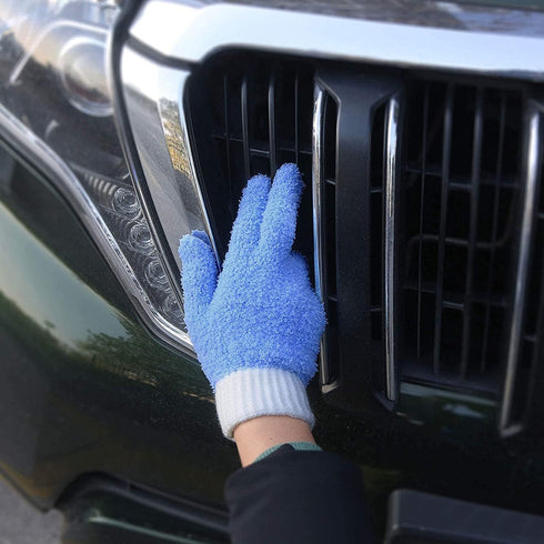 MIG4U Microfiber Dusting Gloves, Reusable Lint-Free House Cleaning Glove for Blinds, Windows, Furniture, 1 Pair S/M