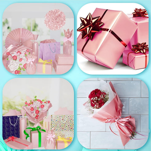 Larcenciel 100 Sheets Rose Gold Tissue Paper Bulk, Metallic Mother's Day Gift Wrapping Paper for Wedding Art Supplies