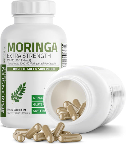 Bronson Moringa Extra Strength Capsules - Moringa Oleifera Powder, 120 Count