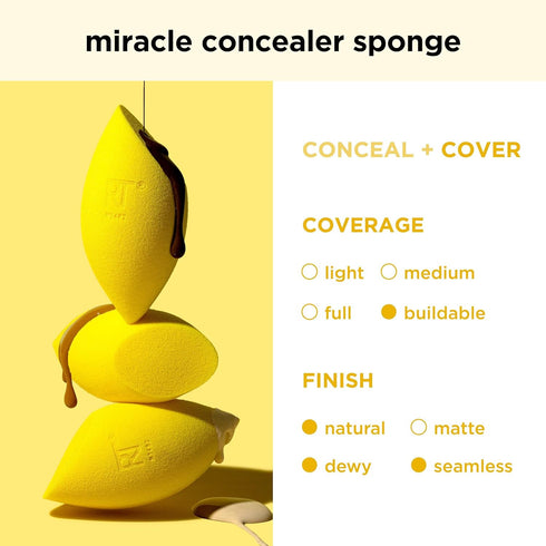 Real Techniques Miracle Concealer Sponge, Makeup Blending Sponge for Liquid & Cream Concealer, Yellow, 1 Count