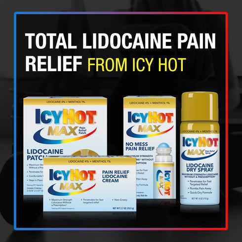 Icy Hot Max Strength Lidocaine Pain Relief Patch - 5 Count for Fast, Targeted Relief