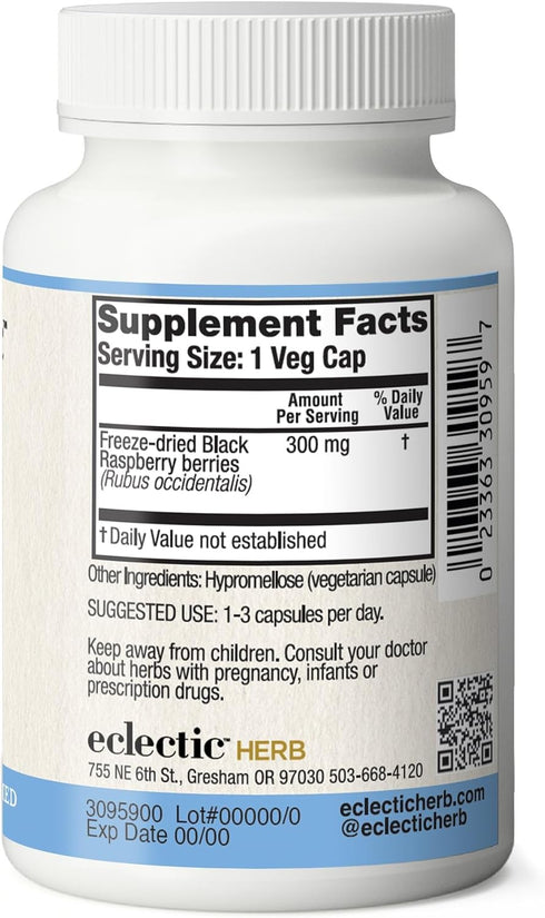 Eclectic Herb Black Raspberry Capsules, 90 CT (300 mg) | Vegan Superfood Supplement & Immune Support