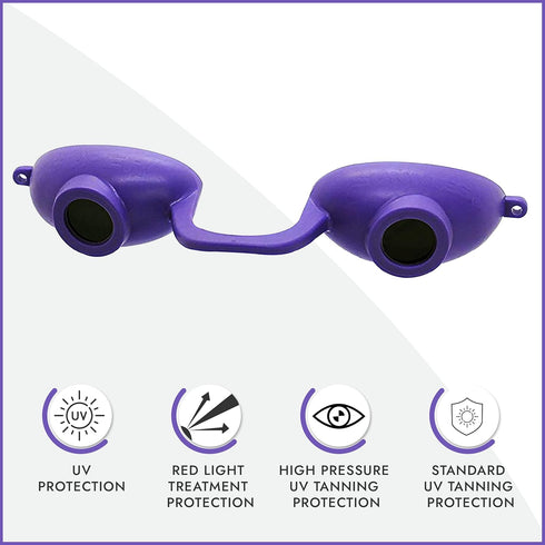 Super Sunnies Evo Flexible UV Eye Protection Goggles, FDA Compliant Tanning Bed Glasses, Purple