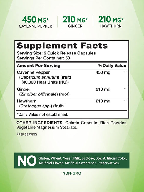 Nature's Truth Cayenne Pepper Capsules | 40,000 HU | 100 Count | with Ginger Root | Non-GMO & Gluten Free Supplement