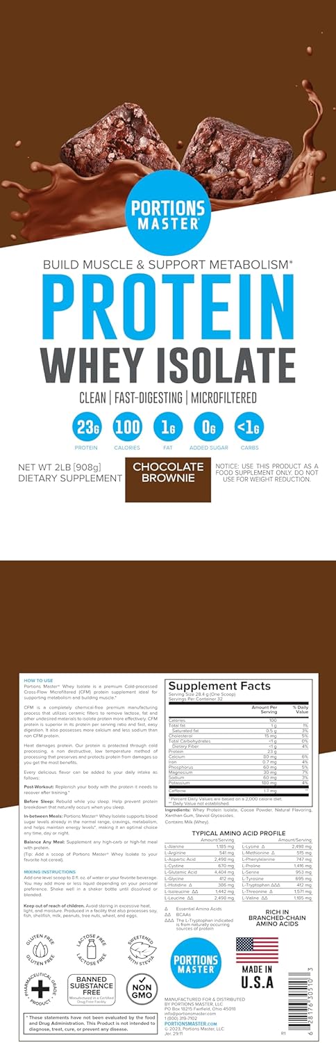 Cold-Processed CFM 100% Whey Protein Powder, All-Natural, Sweetened with Stevia, Chocolate Brownie, 2 LB