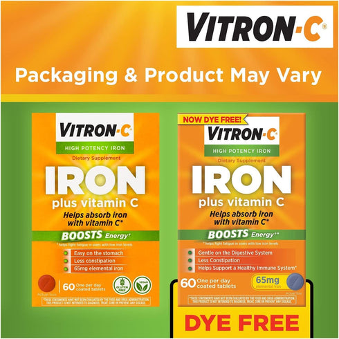 Vitron - C High Potency Iron Supplement Tablets, 60 Tablets