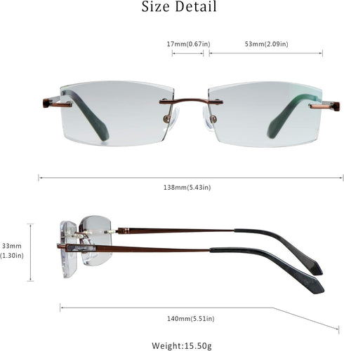 LifeArt Blue Light Blocking Glasses - Computer Reading Glasses with Rimless Frame Tinted Lens (+1.00 Magnification)