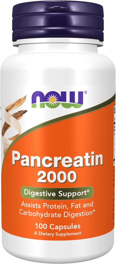 NOW Supplements Pancreatin 10X 200 mg with Protease, Amylase, Lipase Enzymes, 100 Count (Pack of 1)