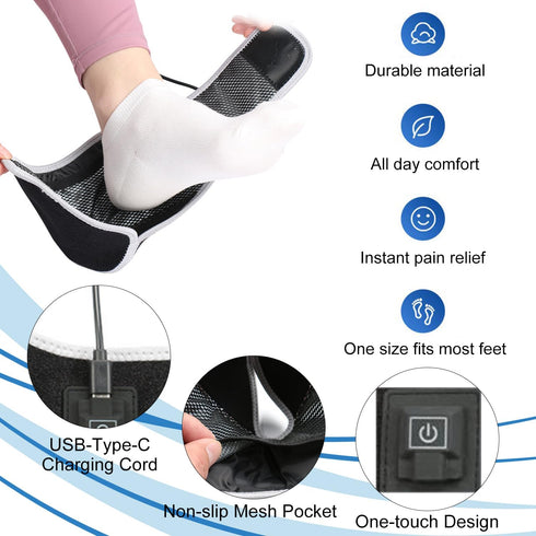 Heated Ankles Wrap Foot Heating Pad for Achilles Tendonitis Relief - Portable Cordless Electric Heating Pads with 3