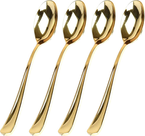 100 Pieces Gold Plastic Silverware Set, Heavy Duty Disposable Combo - 40 Forks, 30 Knives, 30 Spoons for Parties