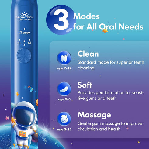 DADA-TECH Kids Electric Toothbrush, Rechargeable Soft Tooth Brush with Timer, Sonic Technology for Age 3+