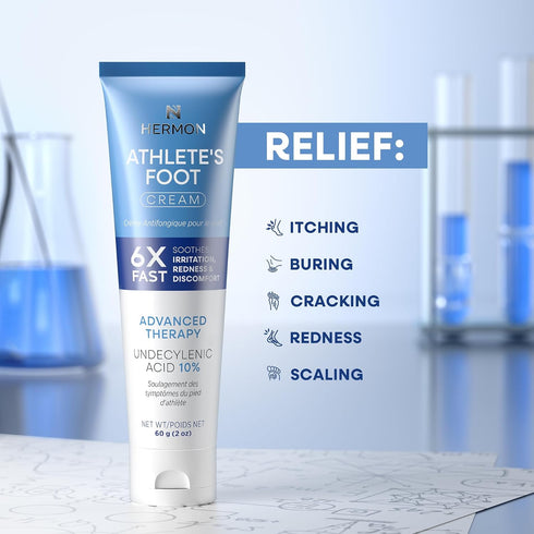 Hermon Athletes Foot Treatment Cream Extra Strength Antifungal for Cracked Heels, Dry Skin & Itchy Feet Soothes