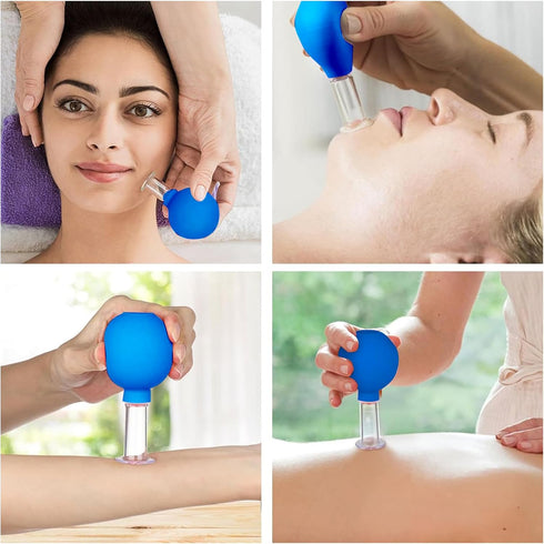 Set Facial Cupping Therapy Plastics, Eye Face Vacuum Massage Anti Cellulite Cup - Silicone, for Beauty Body Cup